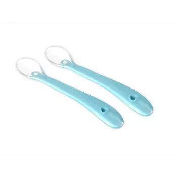 Kidsme Κουτάλι μωρού, 2άδα, aquamarine, σιλικόνη κατάλληλη για τρόφιμα, 4m+