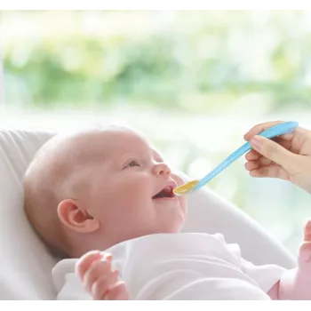 Kidsme Κουτάλι μωρού, 2άδα, aquamarine, σιλικόνη κατάλληλη για τρόφιμα, 4m+