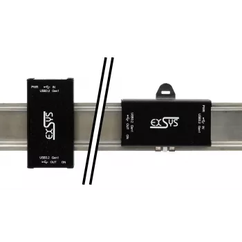 EXSYS EX-1502HMVS βιομηχανικός προσαρμογέας 1-Port USB-C 3.2 Gen 1 σε USB-A με προστασία υπέρτασης ESD 15KV, τοποθέτηση σε ράγα DIN, 9-48V DC