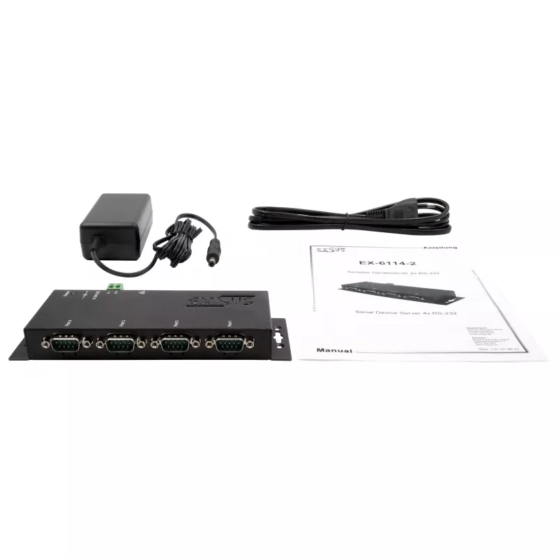 EXSYS EX-6164 4-Port RS-232 Serial Device Server, Ethernet σε Serial, μέταλλο, 10/100 Mbps, Virtual COM