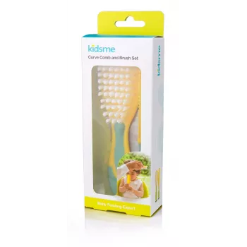 Kidsme Βρεφική βούρτσα μαλλιών & χτένα σετ – απαλές τρίχες, χωρίς BPA, εργονομικό, λευκό/γκρι