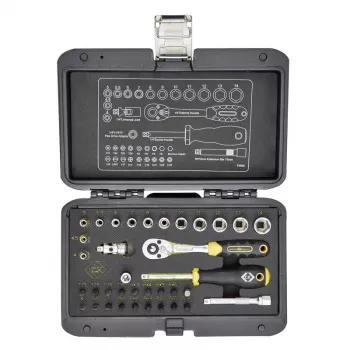 C.K Tools T4660 Σετ καρυδάκια μετρικό 36 τεμ. με τετράγωνο 1/4 ίντσας, καστάνια 72 δοντιών και bits