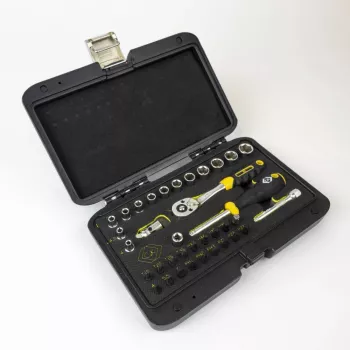 C.K Tools T4660 Σετ καρυδάκια μετρικό 36 τεμ. με τετράγωνο 1/4 ίντσας, καστάνια 72 δοντιών και bits