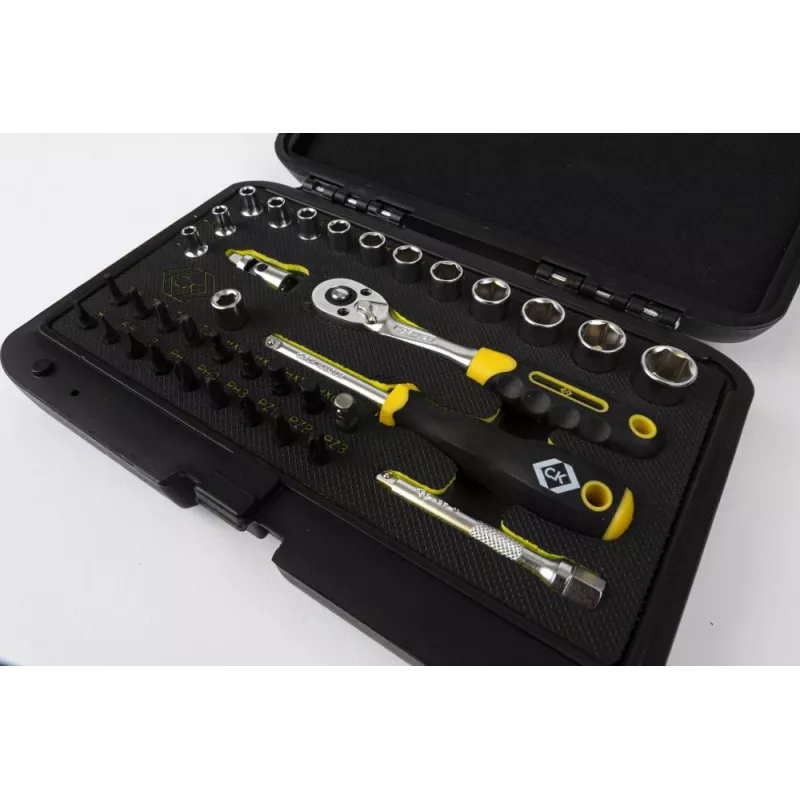 C.K Tools T4660 Σετ καρυδάκια μετρικό 36 τεμ. με τετράγωνο 1/4 ίντσας, καστάνια 72 δοντιών και bits