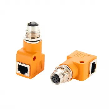 EXSYS M12 A-κωδικοποίηση 8 ακίδων υποδοχή σε υποδοχή RJ45 προσαρμογέας 90° EX-49503
