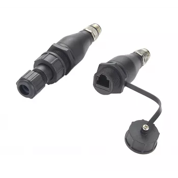 EXSYS EX-49504 M12 A-Code 8-Pin αρσενικό βύσμα σε υποδοχή RJ45 βιομηχανικός προσαρμογέας Ethernet, IP67
