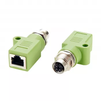EXSYS M12 X-Coded 8-Pin θηλυκό σε θηλυκό RJ45 προσαρμογέας, 10Gbps, IP67, επινικελωμένος ορείχαλκος EX-49541