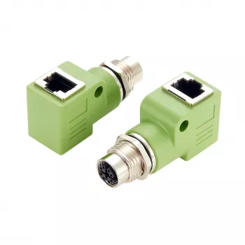 EXSYS EX-49543 Προσαρμογέας M12 X-coded 8 ακίδων υποδοχή σε RJ45 υποδοχή 90°, 10GbE, IP67