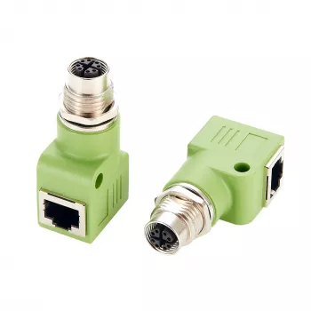 EXSYS EX-49543 Προσαρμογέας M12 X-coded 8 ακίδων υποδοχή σε RJ45 υποδοχή 90°, 10GbE, IP67