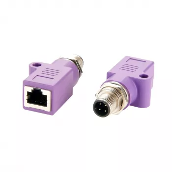 EXSYS EX-49520 M12 D-Code 4-Pin αρσενικό βύσμα σε RJ45 θηλυκή υποδοχή θωρακισμένος βιομηχανικός προσαρμογέας Ethernet