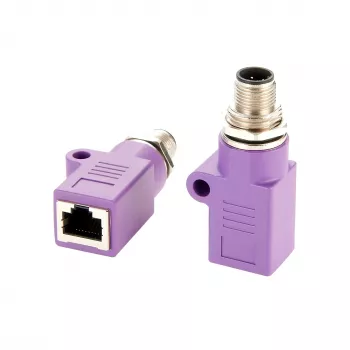 EXSYS EX-49520 M12 D-Code 4-Pin αρσενικό βύσμα σε RJ45 θηλυκή υποδοχή θωρακισμένος βιομηχανικός προσαρμογέας Ethernet