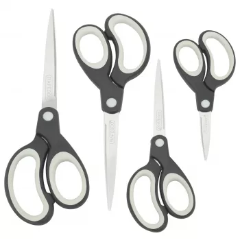 Rapesco Soft Grip σετ ψαλιδιών, 4 τεμ., λεπίδες ανοξείδωτου χάλυβα, μαύρο/γκρι 1574