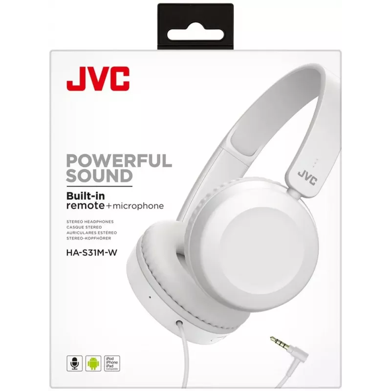 JVC ενσύρματα ακουστικά in-ear με μικρόφωνο, λευκά