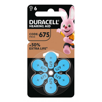 Duracell EasyTab 675 PR44 μπαταρίες ακουστικών βαρηκοΐας ψευδαργύρου-αέρα, συσκευασία 6 τεμ. 167346