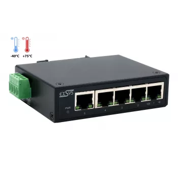 EXSYS 5-Port βιομηχανικός διακόπτης Ethernet, 10/100 Mbps, DIN-Rail, -40° έως +75°C EX-6200-T