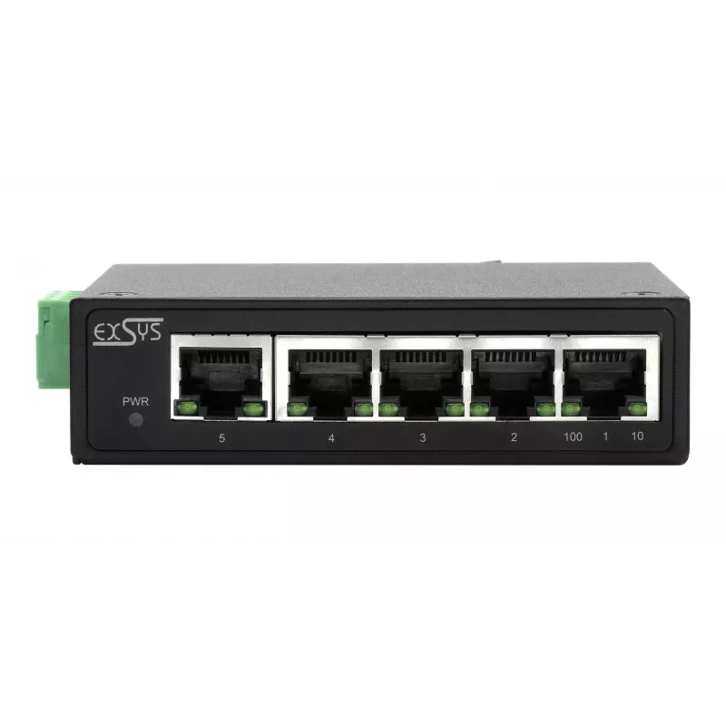 EXSYS 5-Port βιομηχανικός διακόπτης Ethernet, 10/100 Mbps, DIN-Rail, -40° έως +75°C EX-6200-T