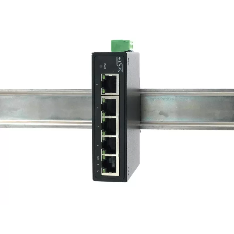 EXSYS 5-Port βιομηχανικός διακόπτης Ethernet, 10/100 Mbps, DIN-Rail, -40° έως +75°C EX-6200-T
