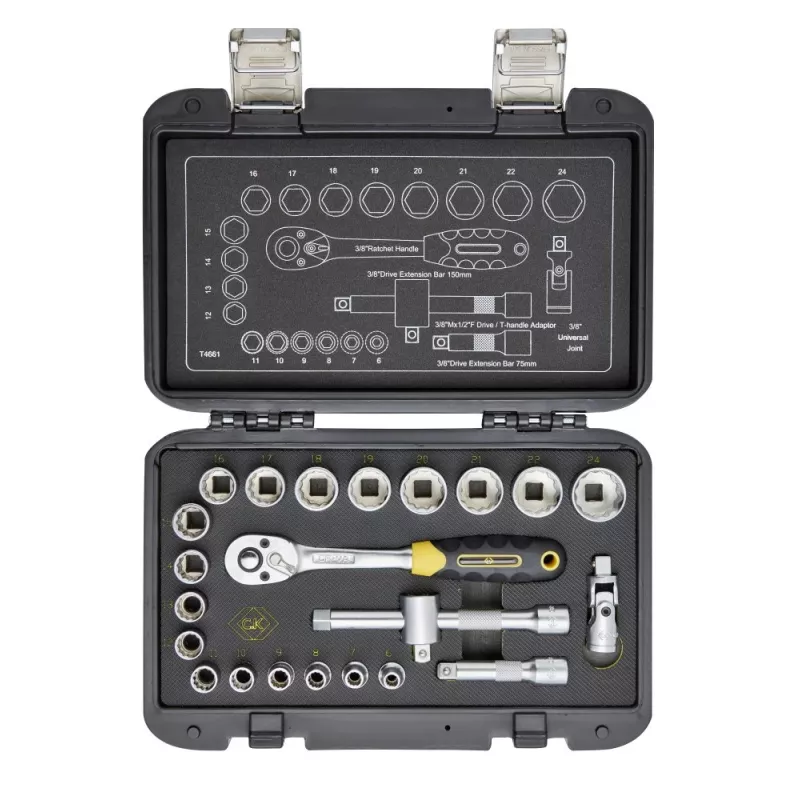 C.K Tools σετ καρυδάκια με καστάνια μετρικό, 23 τεμ., 3/8 inch (T4661)