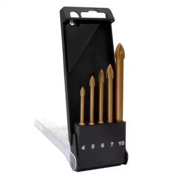 C.K Tools T3059 σετ τρυπανιών γυαλιού, 5 τεμ. (4-10 mm), μύτη καρβιδίου βολφραμίου, για γυαλί, πλακίδια, κεραμικά, πορσελάνη, καθρέφτες