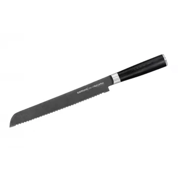 SAMURA Harakiri μαχαίρι ψωμιού 230 mm Stonewash χάλυβας AUS-8 οδοντωτή λεπίδα μαύρη λαβή ABS