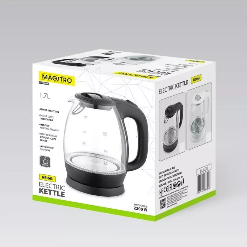 Maestro MR-063 μαύρος βραστήρας 1,7 L 2200 W