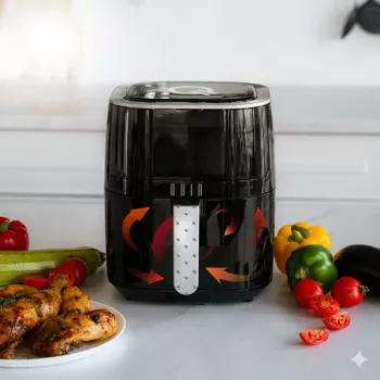 QUIN 4,5L ψηφιακή φριτέζα θερμού αέρα, 1500W, 80-200°C, χρονοδιακόπτης 60 λεπτών, 8 προεπιλογές, μαύρο
