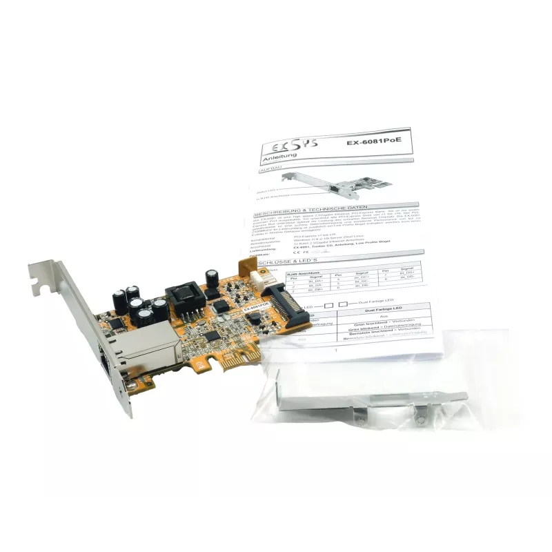 EXSYS EX-6081POE 1-Port PCIe 2,5G PoE+ κάρτα δικτύου