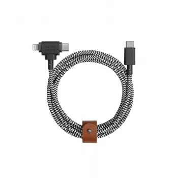 Native Union Belt Cable Duo USB-C σε USB-C/Lightning πλεκτό καλώδιο 1,5 m μαύρο