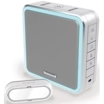 Honeywell DC915SGL ασύρματο κουδούνι πόρτας σετ, εμβέλεια 200 m, 90 dB, 8 μελωδίες, ασημί/γκρι