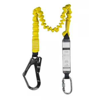 C.K Tools T8008 Ζώνη ασφαλείας με απορροφητήρα πτώσης, 2m, Μονό πόδι, Άγκιστρο καραμπίνερ χάλυβα και άγκιστρο σκαλωσιάς, EN 354/355/362