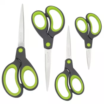 Rapesco Soft Grip Σετ Ψαλιδιών, 4 τεμ., Λεπίδες Ανοξείδωτου Χάλυβα, Εργονομικές Λαβές, 21cm/17cm/13cm/9cm, Μαύρο/Γκρι 1576