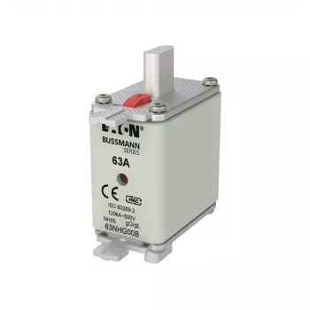 Eaton 63NHG00B Ασφάλεια NH 63 A 500 V AC gG μέγεθος 00 με μηχανική ένδειξη (συσκευασία 3 τεμ.)