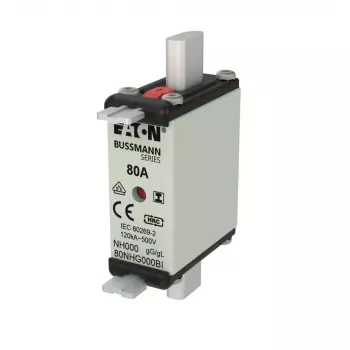 Eaton 80NHG000BI Ασφάλεια NH 80 A 500 V AC μέγεθος 000 με μηχανική ένδειξη, συσκευασία 3 τεμ.