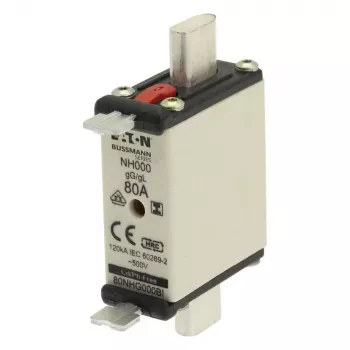 Eaton 80NHG000BI Ασφάλεια NH 80 A 500 V AC μέγεθος 000 με μηχανική ένδειξη, συσκευασία 3 τεμ.