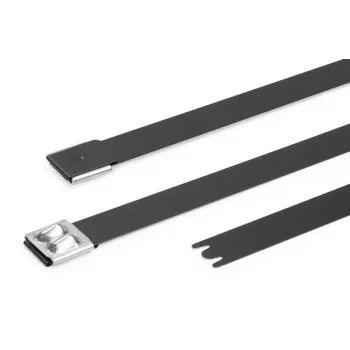 HellermannTyton MBT14XHFC-SS316/SP-BK Δεματικά καλώδιων από ανοξείδωτο χάλυβα, κλείσιμο με σφαίρα, μαύρο με επίστρωση πολυεστέρα, 360mm x 7,9mm, ανθεκτικό στην UV ακτινοβολία, 1 τεμ. 111-00299