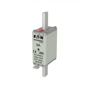Eaton 6NHG0B Ασφάλεια NH με μηχανική ένδειξη, μέγεθος NH0, 6 A, 500 V AC, gG, συσκευασία 3 τεμ.