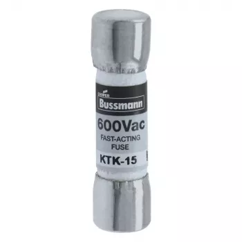 Eaton KTK-15 Ασφάλεια φυσιγγίου, 15 A, 600 V AC/DC, εξαιρετικά ταχεία, 10 mm x 38 mm, Συσκευασία 10 τεμ.