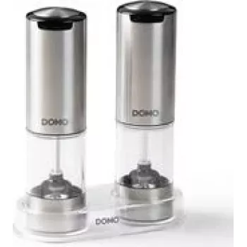 DOMO DO3102 επαναφορτιζόμενο ηλεκτρικό σετ μύλων αλατιού και πιπεριού με φως LED και κεραμικό μύλο