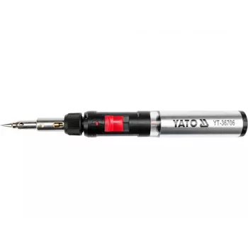 Yato YT-36706 Αεριοπυρσός συγκόλλησης 1300°C Καυστήρας βουτανίου με πιστόλι θερμού αέρα, Μαύρο/Κόκκινο/Ανοξείδωτο ατσάλι