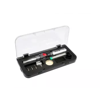 Yato YT-36706 Αεριοπυρσός συγκόλλησης 1300°C Καυστήρας βουτανίου με πιστόλι θερμού αέρα, Μαύρο/Κόκκινο/Ανοξείδωτο ατσάλι