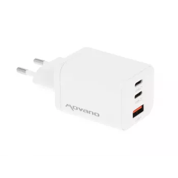 MOVANO GaN 65W 2x USB-C PD + USB-A φορτιστής (λευκός)