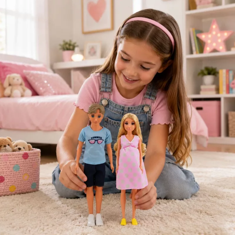 LEAN TOYS Anlily Family Σετ κούκλας: Έγκυος μητέρα, πατέρας, μωρό, βρέφος