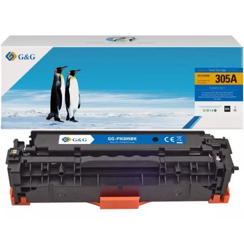 G&G συμβατό δοχείο τόνερ για HP 305A/CE410A, μαύρο, 2.200 σελίδες 14394