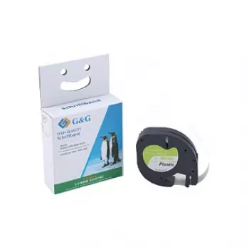 G&G BM-D-G-91221 Κασέτα ταινίας ετικετών 12mm x 4m Λευκό/Μαύρο για DYMO
