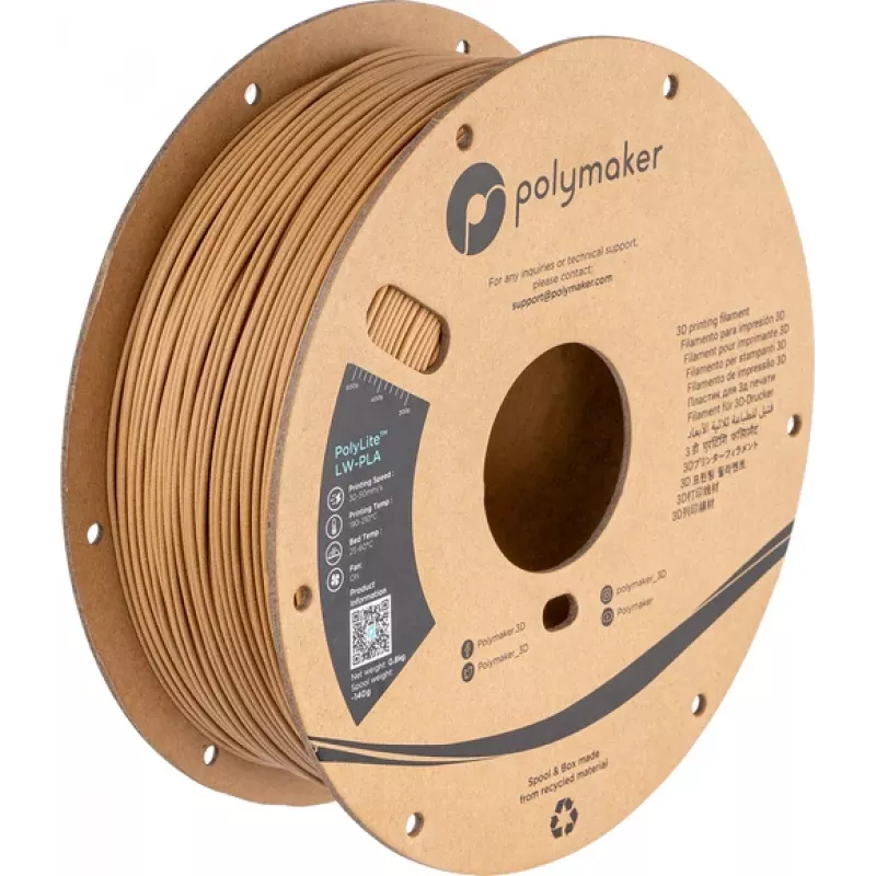 Polymaker PolyLite LW-PLA 1,75mm Μαύρο 0,8kg (PA08004)