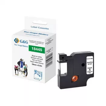 G&G Rhino 21680 Συμβατή ταινία ετικετών 19 mm Μαύρο σε Λευκό για Dymo Rhino