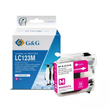 G&G συμβατό δοχείο μελανιού για Brother LC-123M Ματζέντα (14500)