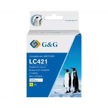 G&G συμβατό δοχείο μελανιού Brother LC421Y Κίτρινο (200 σελίδες) 20562