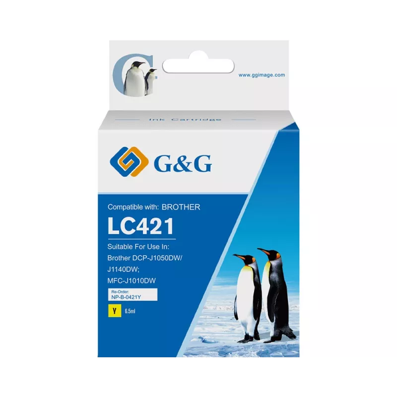 G&G συμβατό δοχείο μελανιού Brother LC421Y Κίτρινο (200 σελίδες) 20562