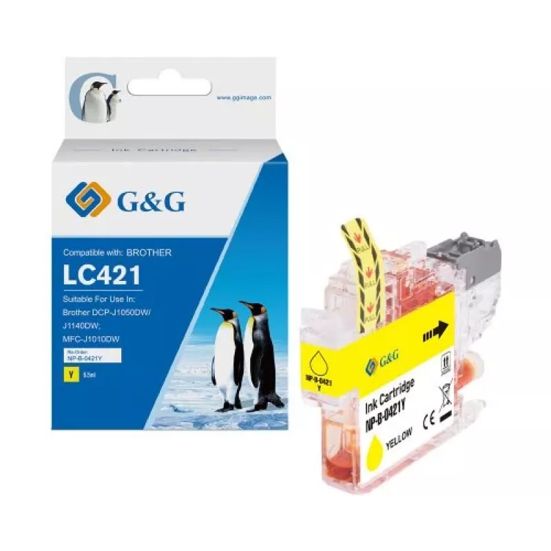 G&G συμβατό δοχείο μελανιού Brother LC421Y Κίτρινο (200 σελίδες) 20562